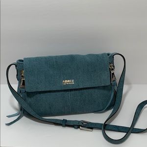 Aimee Kestenberg Denim Leather Crossbody Bag EUC